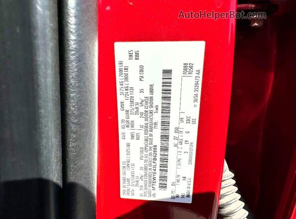 1FTEW1E43LFB62888 2020 FORD F150 Red უკანა სალონის ხედი