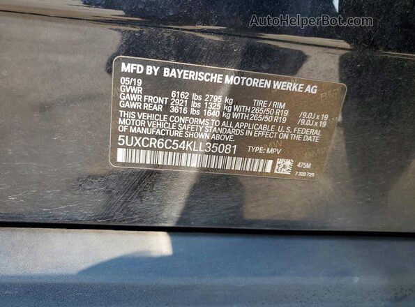 5UXCR6C54KLL35081 2019 BMW X5 Black Панорамний вид салону 360°