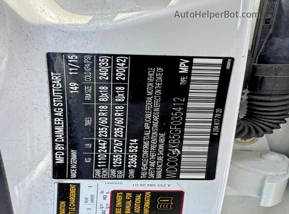 WDC0G4KB5GF035412 2016 MERCEDES-BENZ GLC-CLASS White 360 interior view