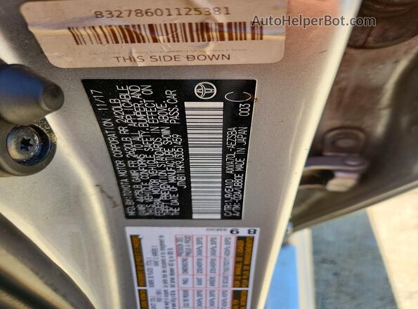 JTNB11HK9J3051459 2018 TOYOTA CAMRY Серебряный Вид наклейки с VIN-кодом