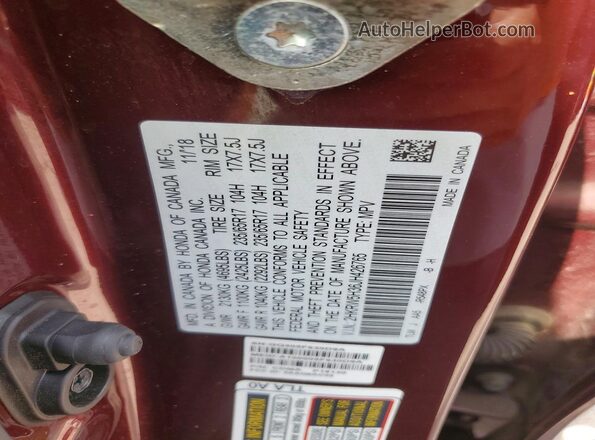 2HKRW5H36JH426765 2018 HONDA CR-V Red VIN sticker view