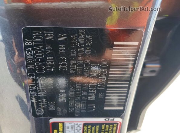 KNALB4J13H5042891 2017 KIA CADENZA Gray Vista de la etiqueta del VIN