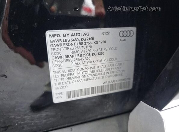 WA1EAAFY1N2063796 2022 AUDI Q5 Black უკანა სავარძლების ხედი
