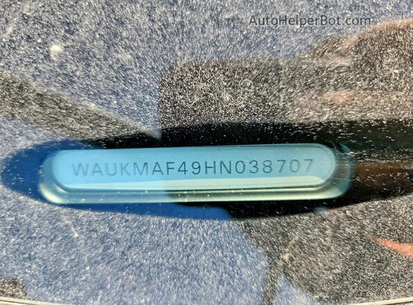 WAUKMAF49HN038707 2017 AUDI A4 Black Vista de la etiqueta del VIN
