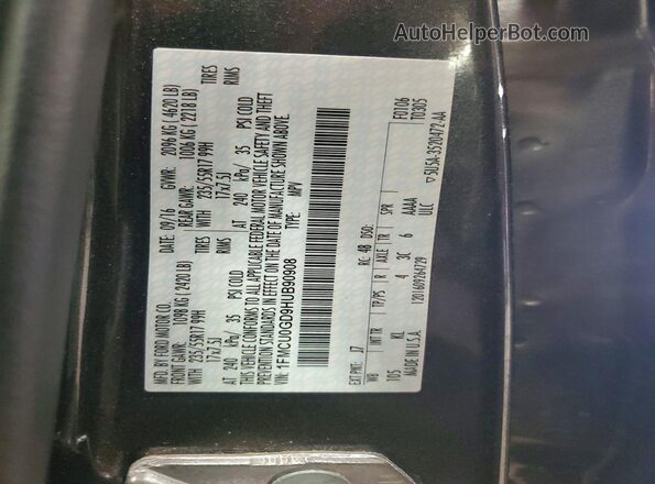 1FMCU0GD9HUB90908 2017 FORD ESCAPE Gray Панорамний вид салону 360°