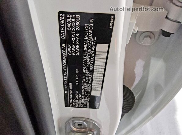YSMEG3KA6PL136185 2023 POLESTAR 2 White Вид підкапотного простору