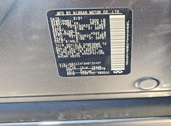 JN8AZ2AF3M9720407 2021 INFINITI QX80 Gray Rear interior view