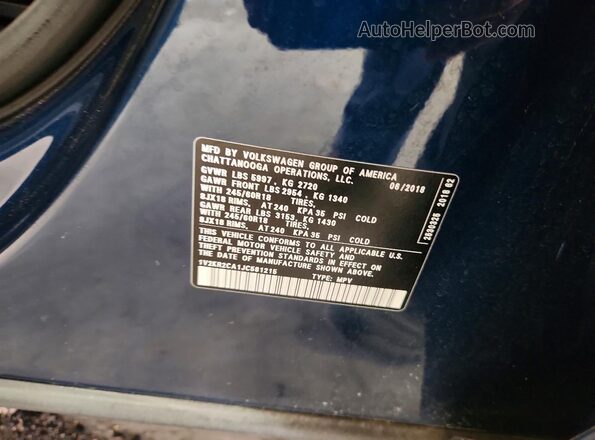 1V2KR2CA1JC581215 2018 VOLKSWAGEN ATLAS Blue სალონის 360-გრადუსიანი ხედი