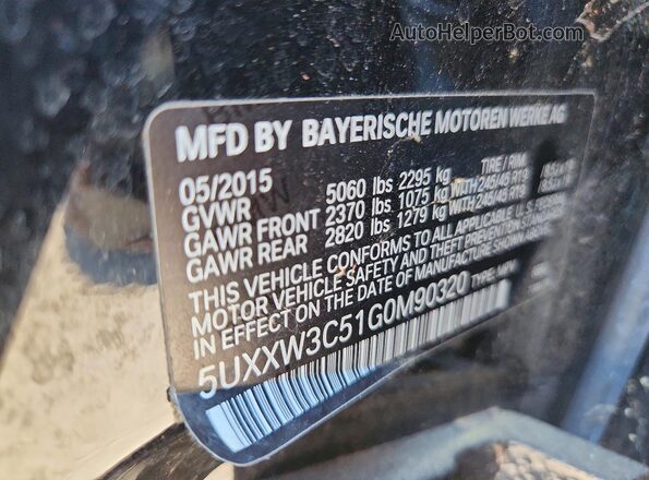 5UXXW3C51G0M90320 2016 BMW X4 Black Vista de la etiqueta del VIN