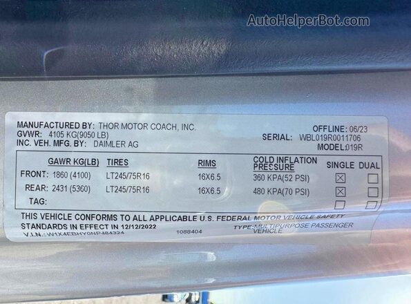 W1X4EBHY0NP484324 2022 MERCEDES-BENZ SPRINTER Silver 