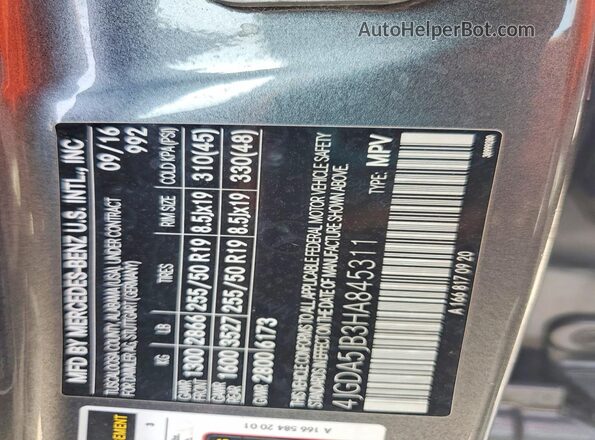4JGDA5JB3HA845311 2017 MERCEDES-BENZ GLE Gray 360 interior view