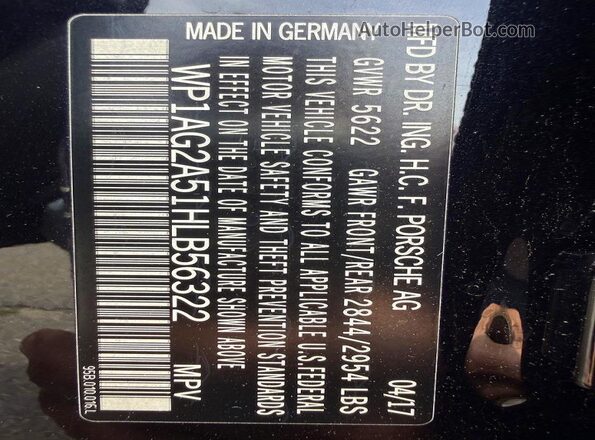 WP1AG2A51HLB56322 2017 PORSCHE MACAN Black Սալոնի հետևի տեսք
