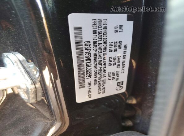 6G3F15RWXGL205591 2016 CHEVROLET SS Black VIN კოდის სტიკერის ხედი