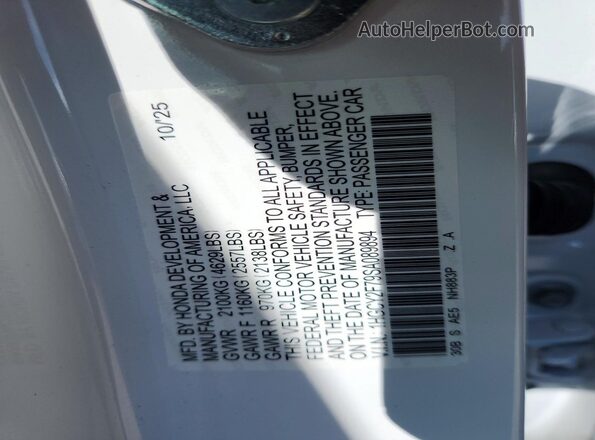 1HGCY2F79SA089894 2025 HONDA ACCORD White Շարժիչի բաժամունքի տեսք