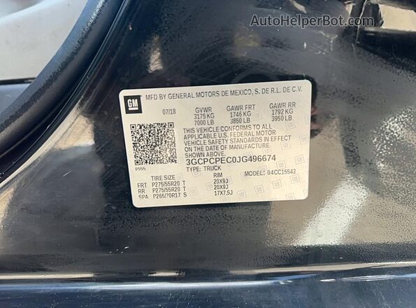 3GCPCPEC0JG496674 2018 CHEVROLET SILVERADO Black Вид задньої частини салону