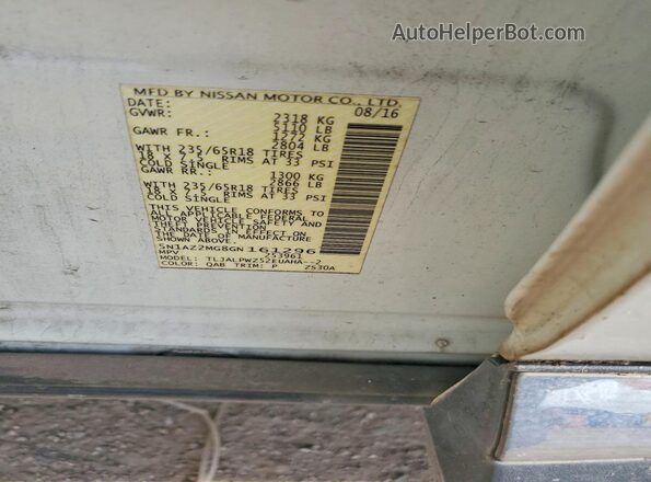 5N1AZ2MG8GN161296 2016 NISSAN MURANO White Вид наклейки з VIN-кодом
