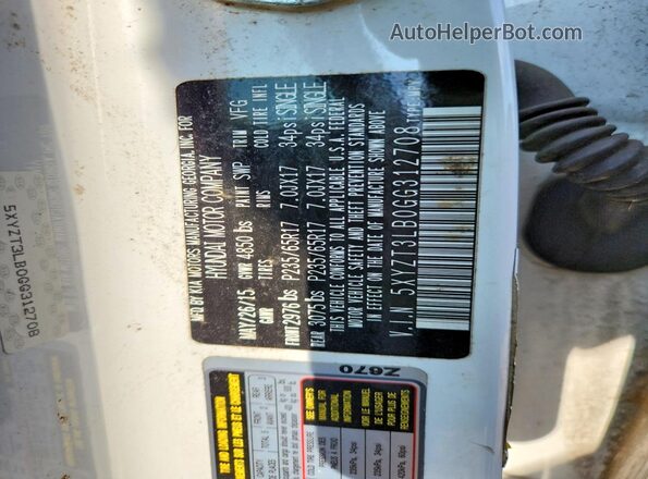 5XYZT3LB0GG312708 2016 HYUNDAI SANTA White VIN կոդի պիտակի տեսք