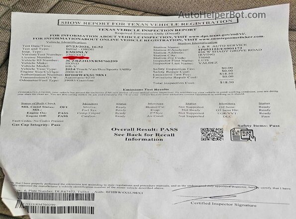 3CZRZ2H3XRM760299 2024 HONDA HR-V Gray Vista del compartimento del motor