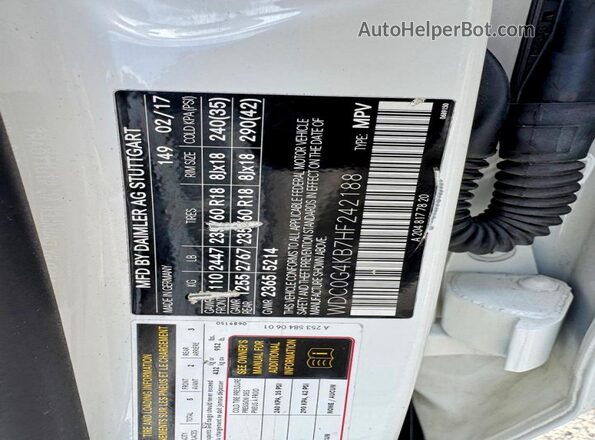WDC0G4KB7HF242188 2017 MERCEDES-BENZ GLC-CLASS White Вид задньої частини салону