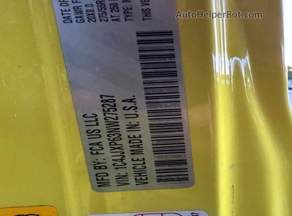 1C4JJXP63NW275287 2022 JEEP WRANGLER Желтый Панорамный вид салона 360°