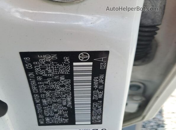 JTNKHMBX2J1003783 2018 TOYOTA C-HR White Vista interior de 360 grados