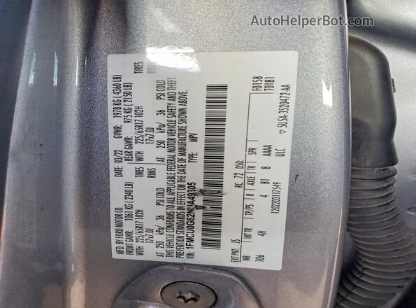 1FMCU0G62NUA49305 2022 FORD ESCAPE Silver VIN կոդի պիտակի տեսք