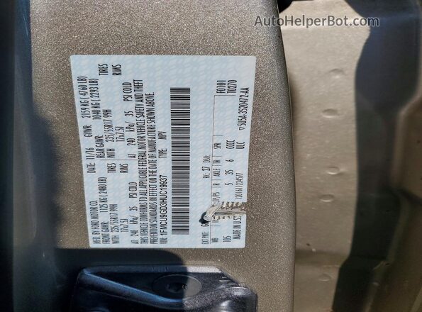 1FMCU9GD3HUC19937 2017 FORD ESCAPE Beige Vista interior de 360 grados