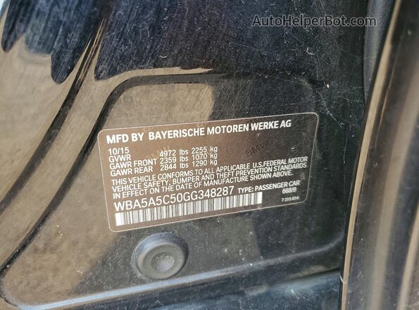 WBA5A5C50GG348287 2016 BMW 5 SERIES Черный Вид наклейки с VIN-кодом
