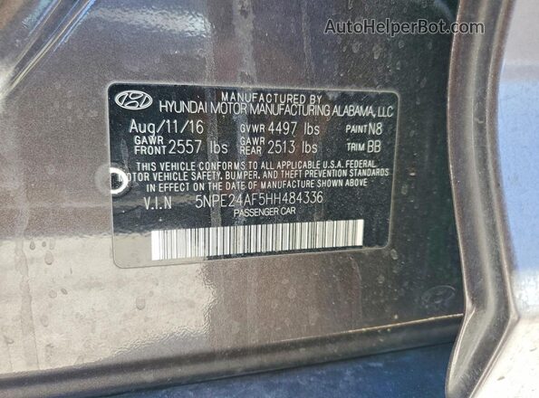 5NPE24AF5HH484336 2017 HYUNDAI SONATA Коричневый Вид наклейки с VIN-кодом