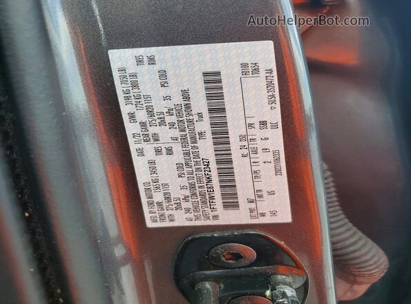 1FTFW1E87NKF23427 2022 FORD F150 Gray Widok naklejki z numerem VIN