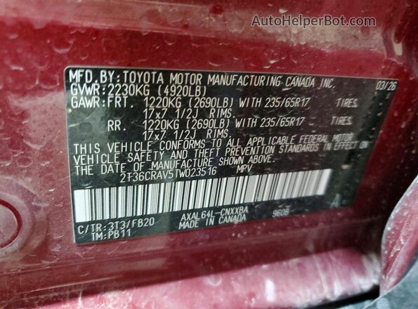 2T36CRAV5TW023516 2026 TOYOTA RAV4 Красный 