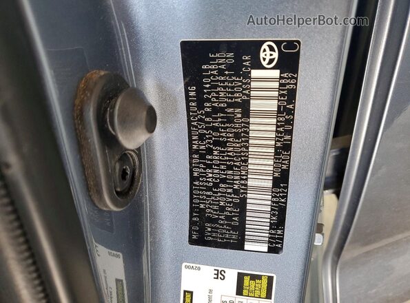 5YFB4MDE1SP317370 2025 TOYOTA COROLLA Gray VIN sticker view