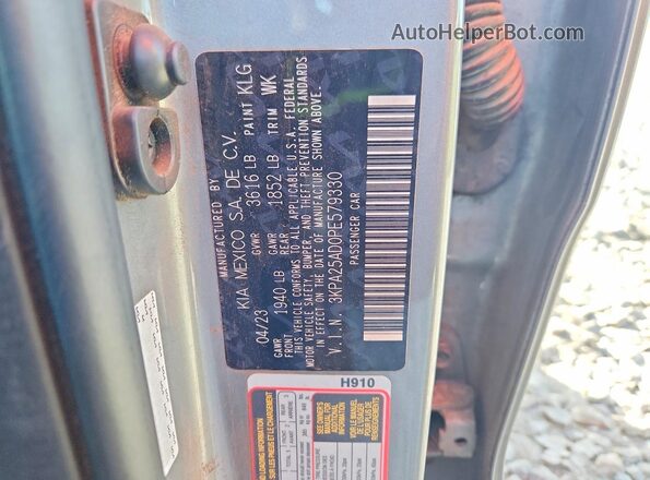 3KPA25AD0PE579330 2023 KIA RIO Gray VIN კოდის სტიკერის ხედი
