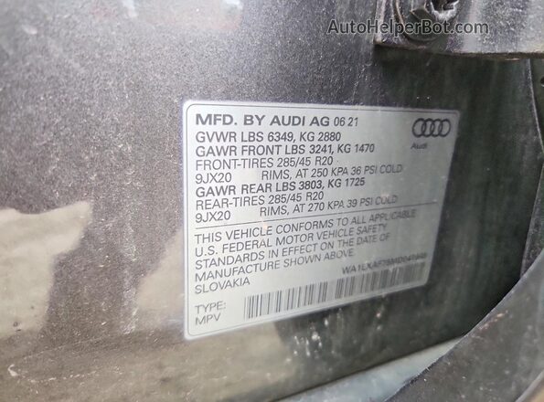 WA1LXAF75MD041946 2021 AUDI Q7 Gray სალონის 360-გრადუსიანი ხედი