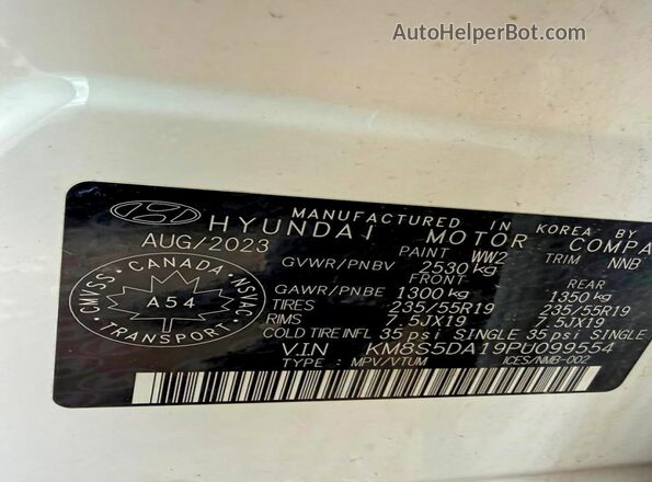 KM8S5DA19PU099554 2023 HYUNDAI SANTA FE White Rear interior view