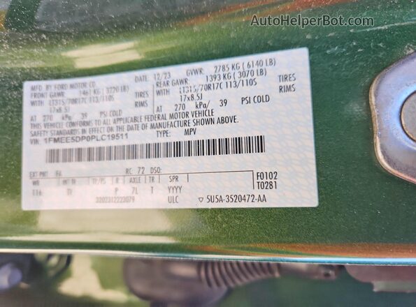 1FMEE5DP0PLC19511 2023 FORD BRONCO Green სალონის 360-გრადუსიანი ხედი