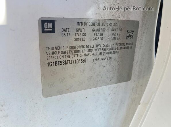 1G1BE5SM7J7106180 2018 CHEVROLET CRUZE White ძრავის განყოფილების ხედი