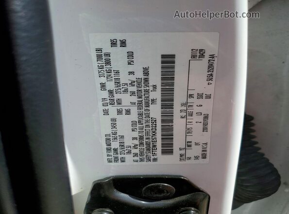 1FTEW1E57KKD22527 2019 FORD F150 White Вид наклейки з VIN-кодом