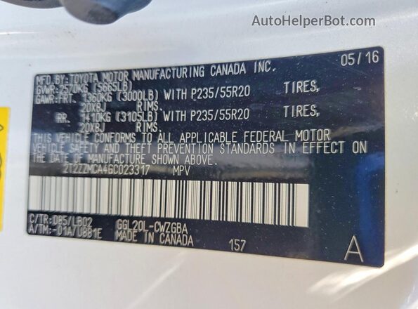 2T2ZZMCA4GC023317 2016 LEXUS RX White სალონის 360-გრადუსიანი ხედი