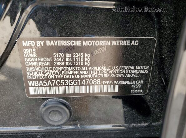 WBA5A7C53GG147088 2016 BMW 5 SERIES Black Вид наклейки з VIN-кодом