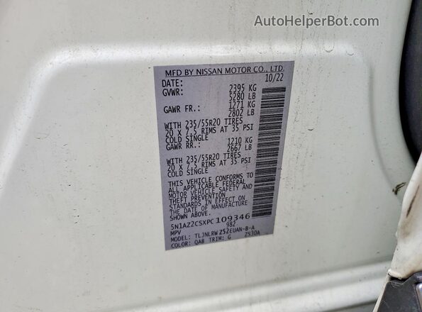 5N1AZ2CSXPC109346 2023 NISSAN MURANO White Vista del compartimento del motor