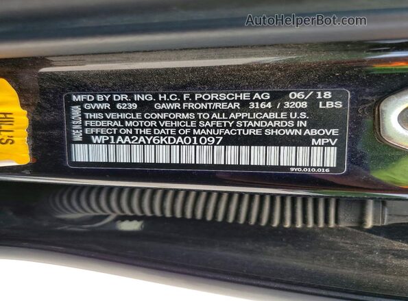 WP1AA2AY6KDA01097 2019 PORSCHE CAYENNE Black Սալոնի 360 աստիճան տեսք