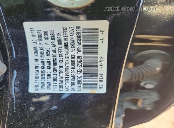 19XFC1F33HE206389 2017 HONDA CIVIC Black VIN sticker view