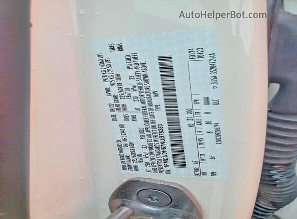 1FMCU0H67NUB78283 2022 FORD ESCAPE White Vista interior de 360 grados