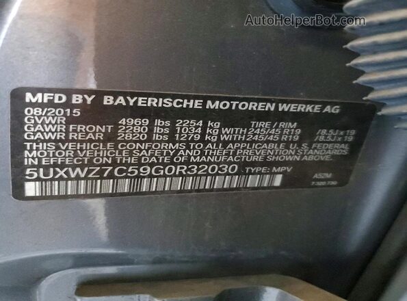 5UXWZ7C59G0R32030 2016 BMW X3 Gray სალონის 360-გრადუსიანი ხედი