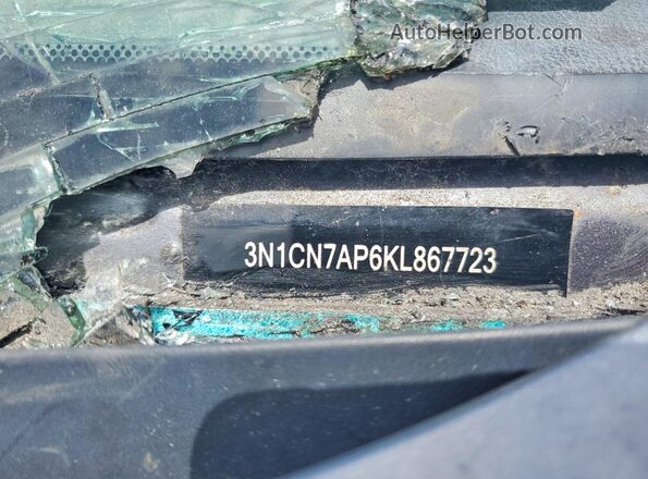 3N1CN7AP6KL867723 2019 NISSAN VERSA Серебряный Вид наклейки с VIN-кодом
