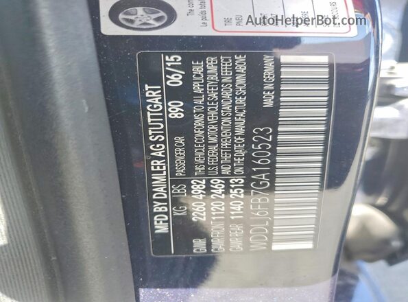 WDDLJ6FB7GA160523 2016 MERCEDES-BENZ CLS-CLASS Blue Vista de la etiqueta del VIN
