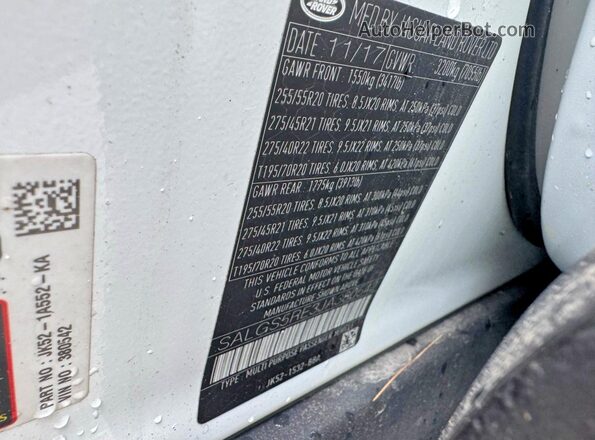 SALGS5RE3JA380542 2018 LAND ROVER RANGE White 