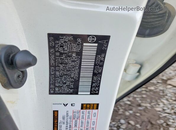 JTDBVRBD9KA006312 2019 TOYOTA MIRAI White Вид підкапотного простору