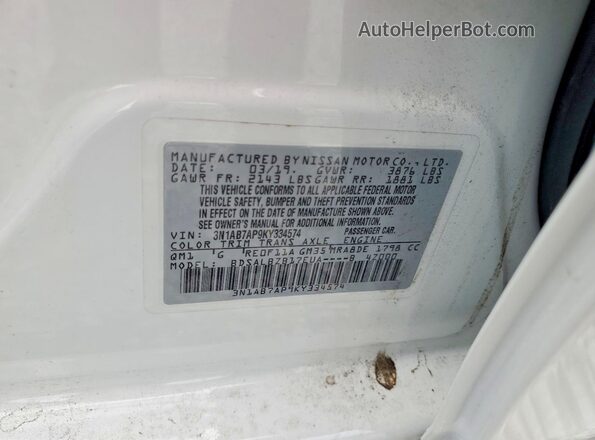 3N1AB7AP9KY334574 2019 NISSAN SENTRA White Widok naklejki z numerem VIN